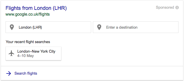 Google Flight Search Comparison Feature