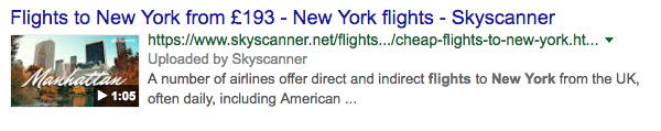 Flight Prices to New York Typed into Google Search Bar