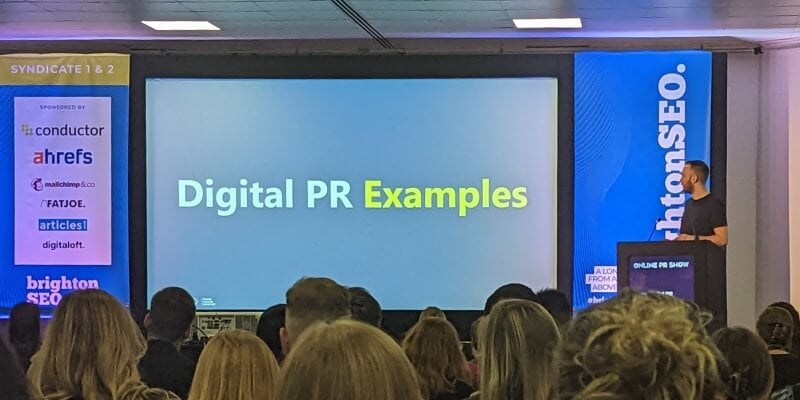 Speaker on stage at Online Digital PR Show
